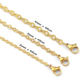 D038 Dây chuyền chữ cong inox mạ vàng móc máy