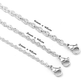 D039 Dây chuyền chữ cong inox móc máy dài 45cm
