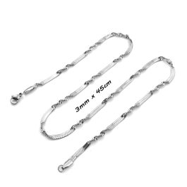 DN005 Dây chuyền mì dẹp xoắn cách điệu 3mm x 45cm