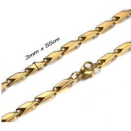 DN043 Dây chuyền inox nam hỏa tiển 3ly mạ vàng
