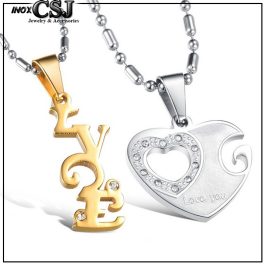 MC110 Mặt dây chuyền căp inox trái tim chữ love