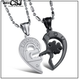 MC119 Mặt dây chuyền cặp inox trái tim i love you