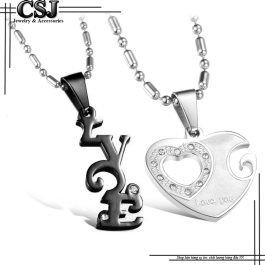 MC222 Mặt dây chuyền căp inox trái tim chữ love