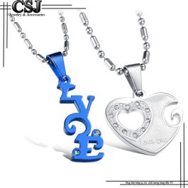 MC223 Mặt dây chuyền căp inox trái tim chữ love