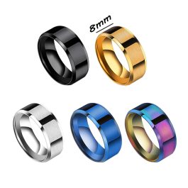 N648 Nhẫn inox bảng trơn to 8mm đủ màu