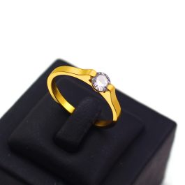 TC035 Nhẫn titan một hột đá cao màu vàng (Size 5-6-7-8)