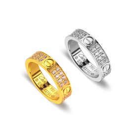 TC108 Nhẫn titan cartier đính full 2 hàng đá