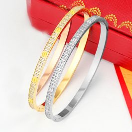 TV070 Vòng tay titan cartier đính full đá loại mỏng không vít