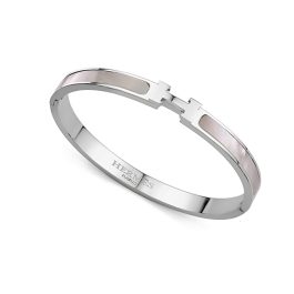 TV186 Vòng tay nữ titan chữ H thời trang Hermes xà cừ