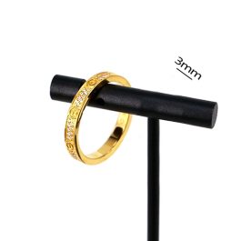 TC303 Nhẫn titan cariter bảng 3mm đính full kim (Size 5-7-8)