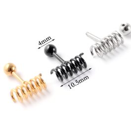 BT003 Bông tai inox lò xo đuôi bi vặn