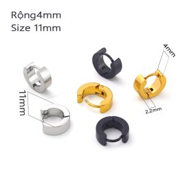 BT021 Bông hoa tai khoen tròn size nhỏ bảng rộng 4mm