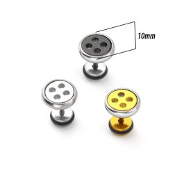 BT025 Bông tai inox hình nút áo