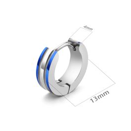 BT053 Bông tai khoen tròn inox sọc màu xanh