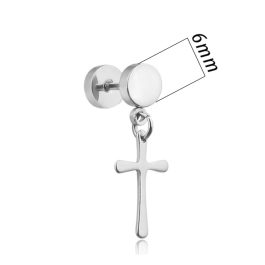 BT135 Bông tai inox tạ tròn tòn ten thánh giá