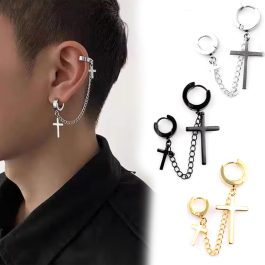 BT151 Bông tai inox khoen tròn tòn ten thánh giá