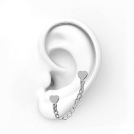BT317 Bông tai inox trái tim đeo 2 lỗ