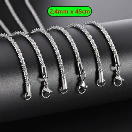 D011 Dây chuyền inox xoắn 2,4mm dài 45cm