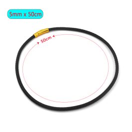 DN060 Dây chuyền da 5ly màu đen khóa titan