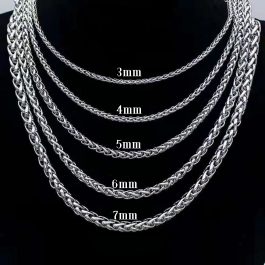 DN193 Dây chuyền nam thép titan không gỉ kiểu dây bông dừa xoắn