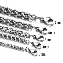 DN193 Dây chuyền nam thép titan không gỉ kiểu dây bông dừa xoắn