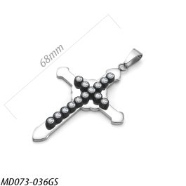 MD073 Mặt dây chuyền inox thánh giá đính kim