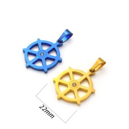 MD097 Mặt dây chuyền inox hình bánh lái tàu