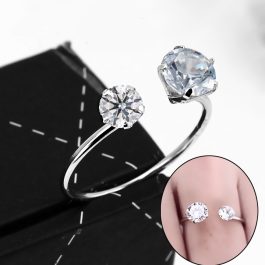 N114 Nhẫn nữ inox free 2 viên đá cách điệu