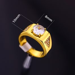 N697 Nhẫn nam titan mạ màu vàng hột chủ 8ly