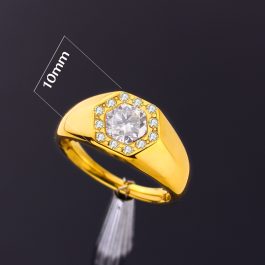 N701 Nhẫn titan nam mạ vàng đính kim chủ lục giác