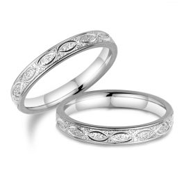 NC046 Nhẫn cặp inox phun cát, nhẫn đôi titan