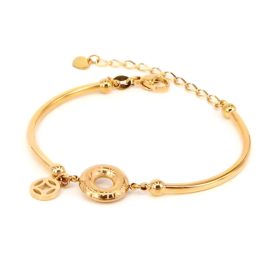 TA197 Lắc tay nữ titan đồng tiền chữ phúc kim tiền