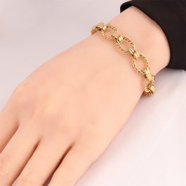 TA309 Lắc tay titan khoen ovan xoắn mạ màu vàng