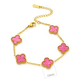 TA318 Lắc tay titan van cleef nền hồng 13mm – Giá sỉ màu vàng