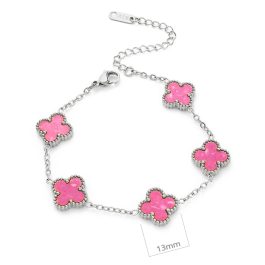 TA318 Lắc tay titan van cleef nền hồng 13mm – Giá sỉ màu trắng