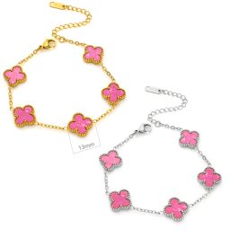 TA318 Lắc tay titan van cleef nền hồng 13mm