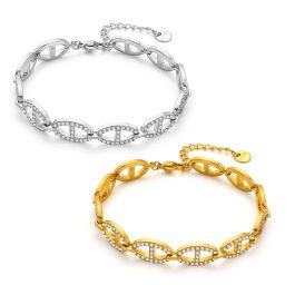 TA320 Lắc tay nữ titan chữ D đính full kim