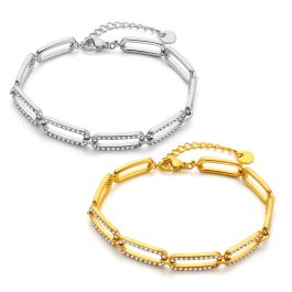 TA322 Lắc tay nữ titan ô chữ nhật đính full kim