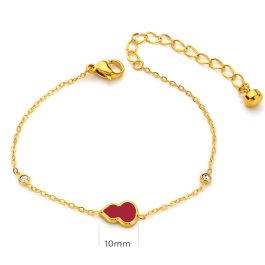 TA324 Lắc tay nữ titan mặt hình hồ lô đỏ