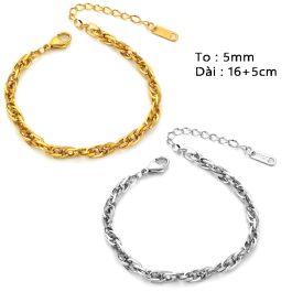 TA325 Lắc tay nữ titan 3 khoen lồng xoắn ốc 5ly