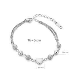 TA327 Lắc tay nữ titan trái tim cách điệu bi tròn