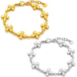 TA329 Lắc tay titan hoa thánh giá Chrome Hearts đính kim