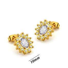 TB029 Bông tai nữ titan hình ovan đính full kim – Giá sỉ màu vàng