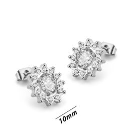 TB029 Bông tai nữ titan hình ovan đính full kim – Giá sỉ màu trắng