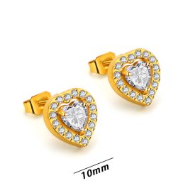 TB030 Bông tai nữ titan hình trái tim đính full kim – Giá sỉ màu vàng
