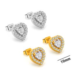 TB030 Bông tai nữ titan hình trái tim đính full kim