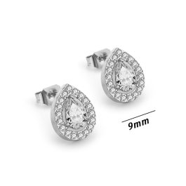 TB043 Bông tai nữ titan hình giọt nước đính full kim – Giá sỉ màu trắng