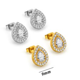 TB043 Bông tai nữ titan hình giọt nước đính full kim