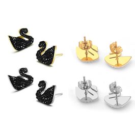 TB119 Bông tai titan thiên nga màu đen