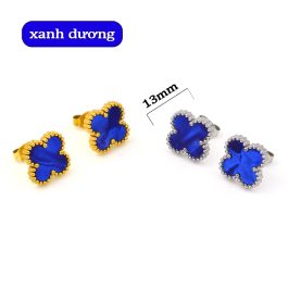TB288 Bông tai titan van cleef nền màu xanh dương